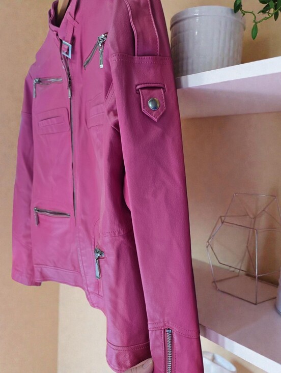 Avenue Jackets & Blazers - Avenue Genuine Leather Fuchsia Moto Jacket | Size 16